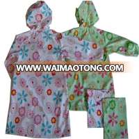 High quality all over Logo printed PVC kids raincoat