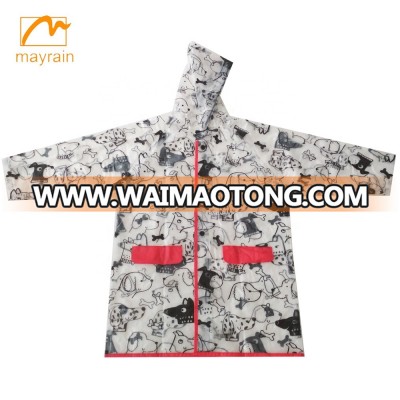 Boys Fashion Printing Raincoat with Self bag Packing