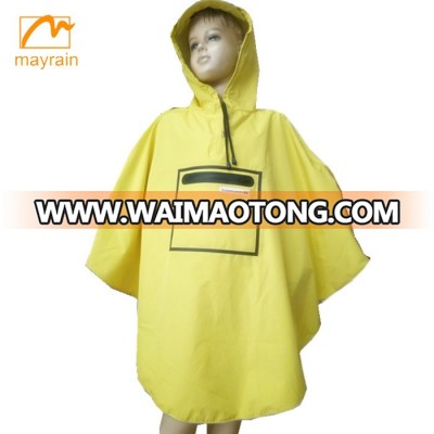 High Visibility Nylon yellow Rain Poncho for children