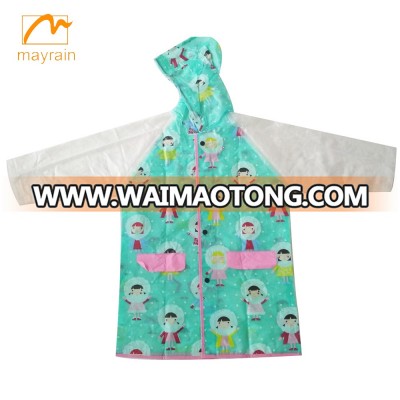 Girls PVC Cute Fashion Full  Printing Raincoat